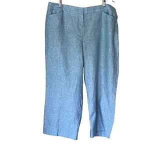 Talbots Blue 100% Linen Slacks Work Pants Summer Lightweight Size 16‎ NWT